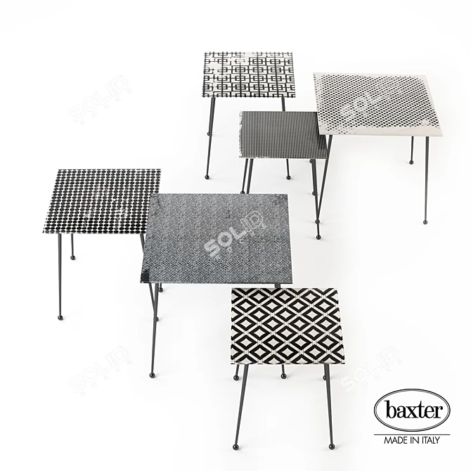 Unique Handcrafted BAXTER Print Coffee Tables 3D model image 1
