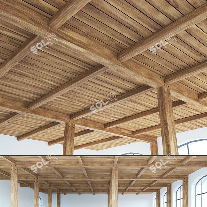 Versatile Wooden Ceiling Beams 3D model image 1