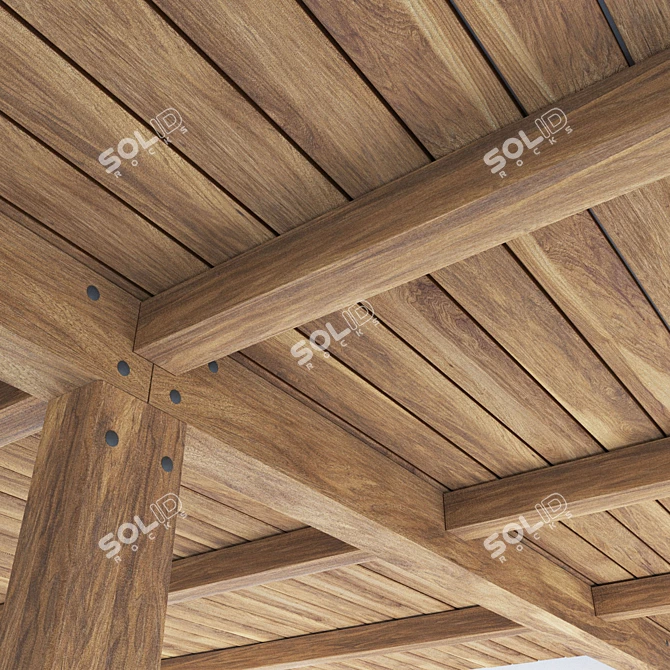 Versatile Wooden Ceiling Beams 3D model image 2