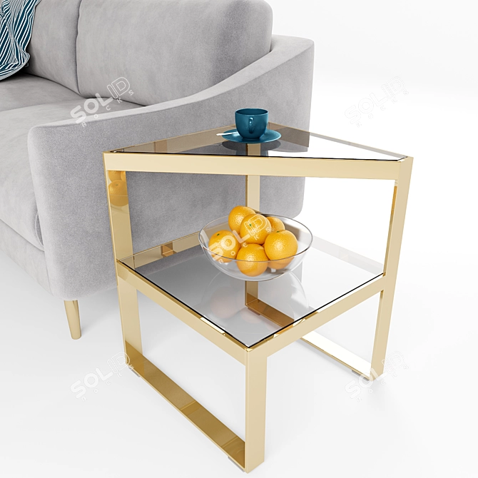 Sloan Velvet Sofa & Staggered Side Table 3D model image 2