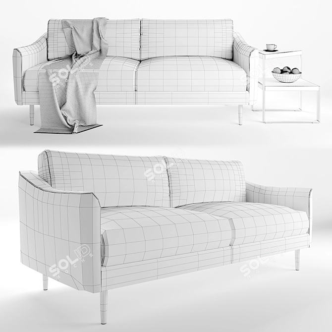 Sloan Velvet Sofa & Staggered Side Table 3D model image 3