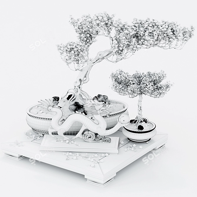 Decorative Semi Bonsai Plant 3D model image 3