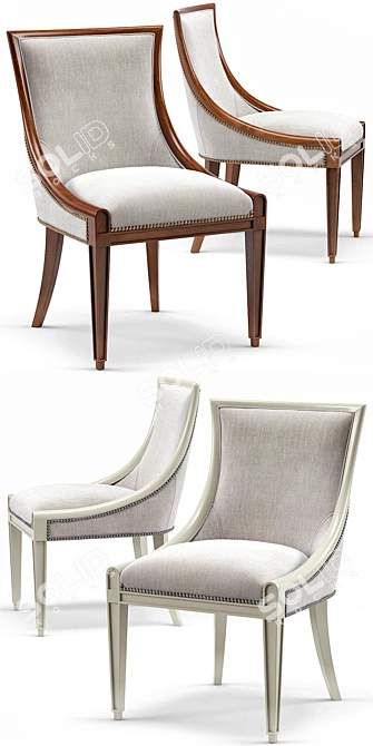 Luxury Ivory Lacquered Dining Set: Stockton Chair & Maxime French Table 3D model image 2