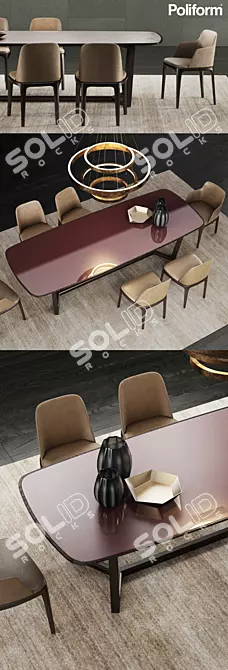 Elegant Concorde Table & Grace Chair 3D model image 3