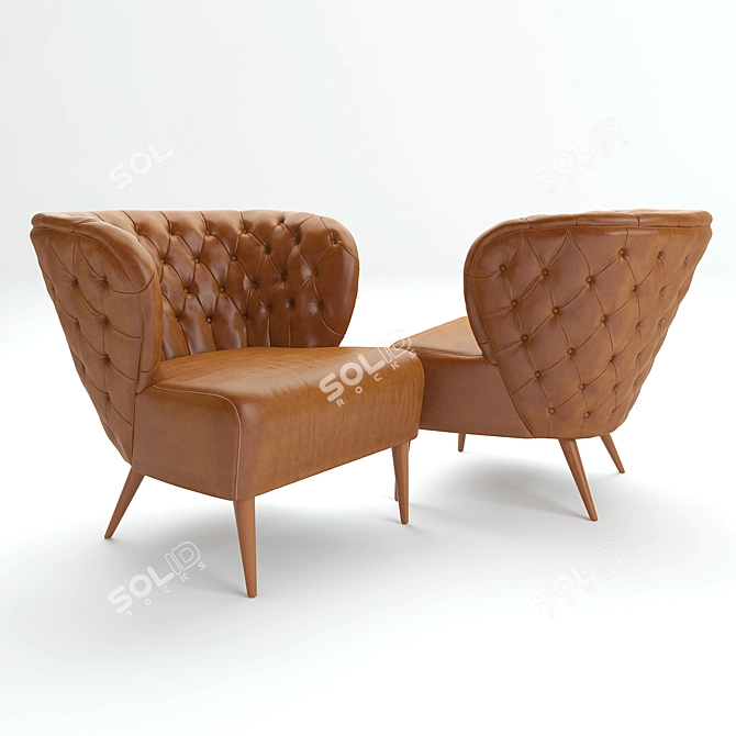 Luxury Leather Fado Armchair 3D model image 2