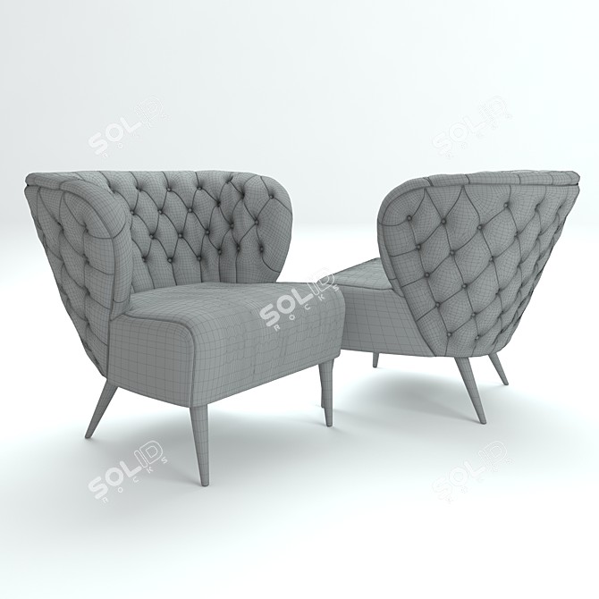 Luxury Leather Fado Armchair 3D model image 3