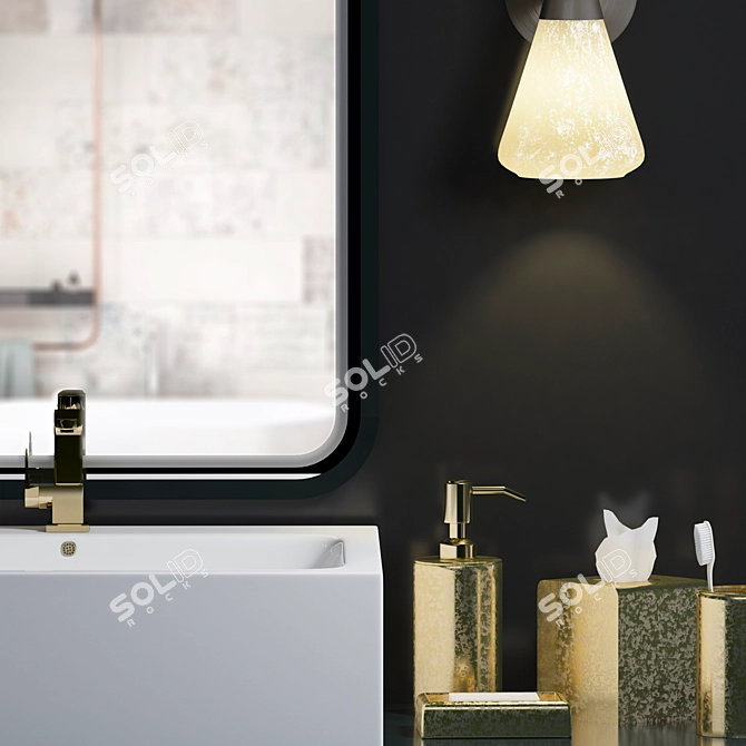 Modern Wash Basin Set with Luxury Accessories 3D model image 3