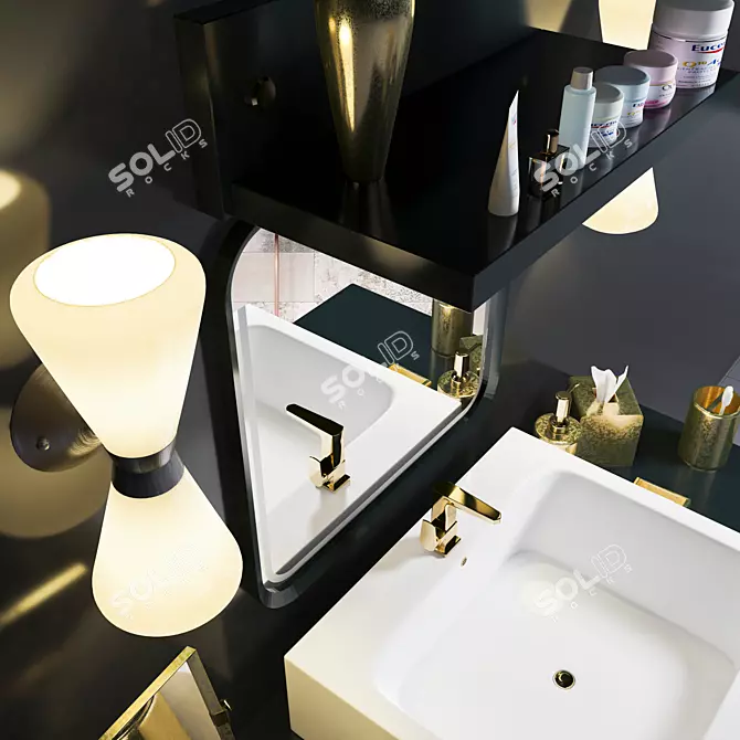 Modern Wash Basin Set with Luxury Accessories 3D model image 1