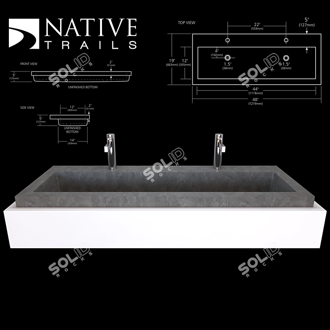 Innovative Lightweight Trough 4819 Sink 3D model image 2