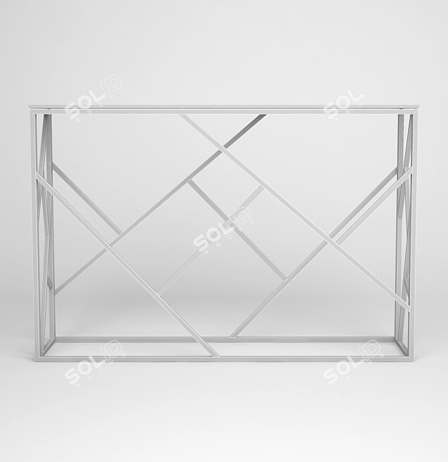 Modern Console Table: Chrome Frame, Artificial Marble Top 3D model image 2