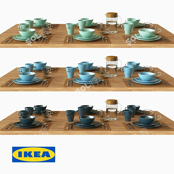 Modern IKEA Dinnerware Set 3D model image 1