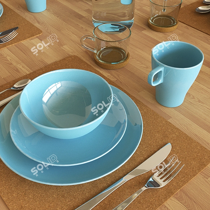 Modern IKEA Dinnerware Set 3D model image 2