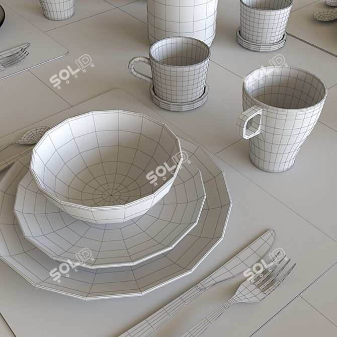 Modern IKEA Dinnerware Set 3D model image 3