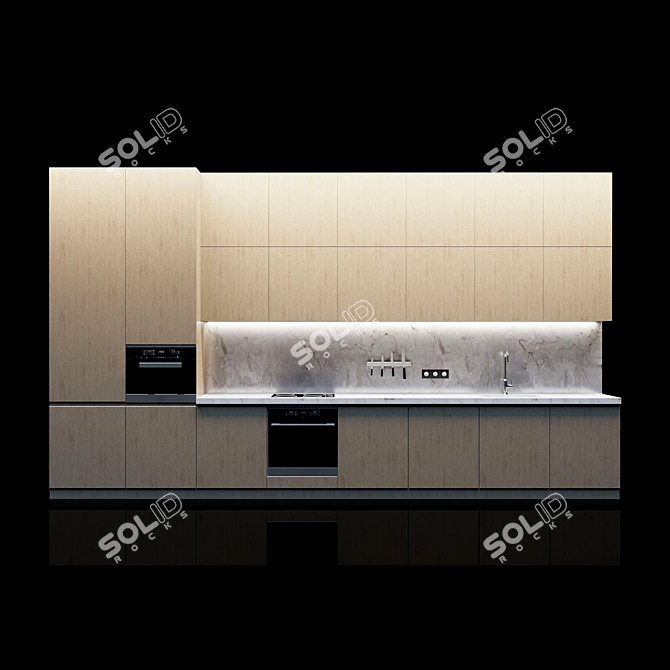 Title: Spacious Kitchen Cabinet Set 3D model image 1