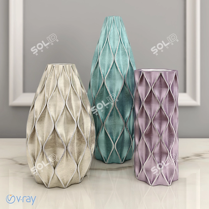 Elegant Handcrafted Ceramic Vase 3D model image 1