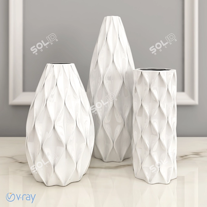 Elegant Handcrafted Ceramic Vase 3D model image 2