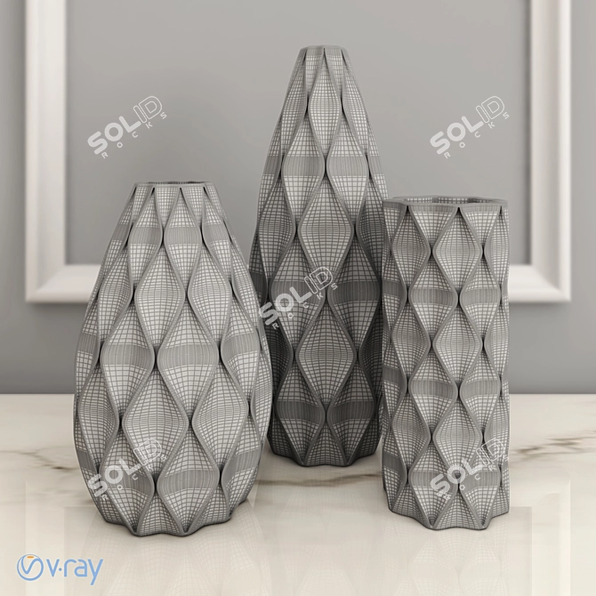 Elegant Handcrafted Ceramic Vase 3D model image 3