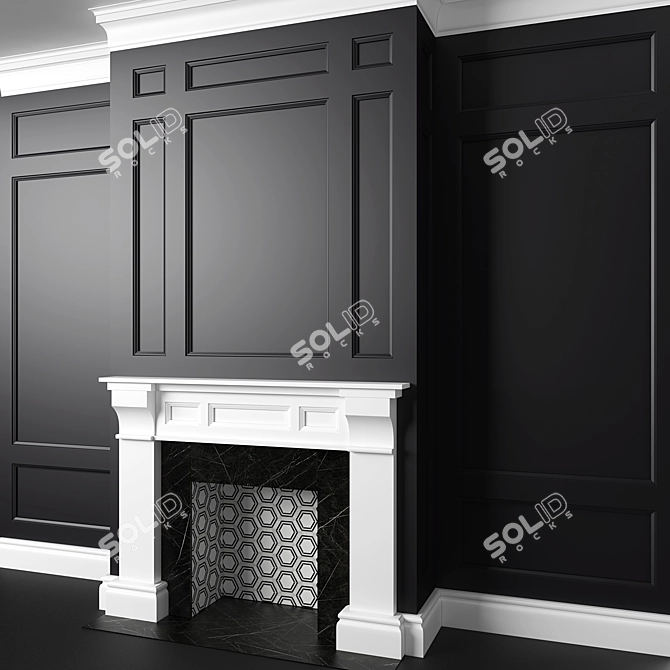 Elegant Black & White Fireplace 3D model image 2