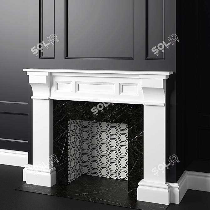 Elegant Black & White Fireplace 3D model image 3