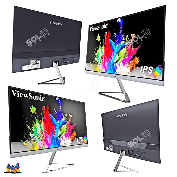 ViewSonic 23.8" WQHD Frameless Monitor 3D model image 2