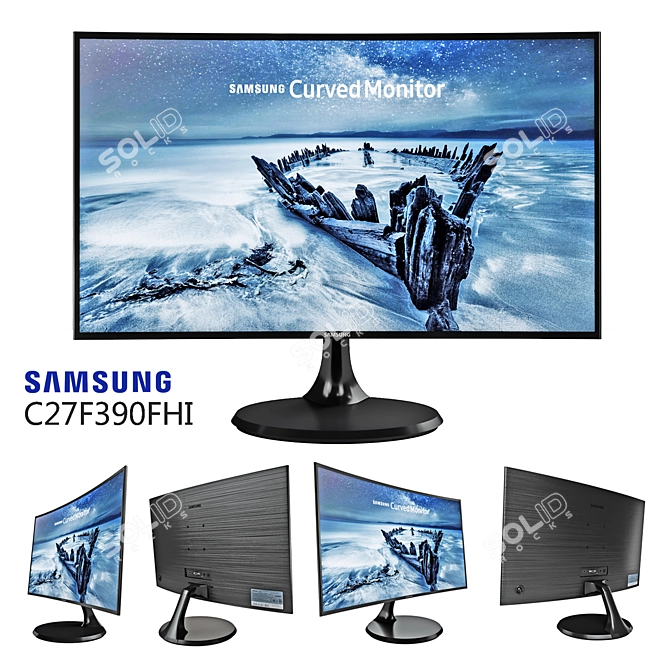 Samsung C27F390FHI 27" Curved VA Monitor 3D model image 1