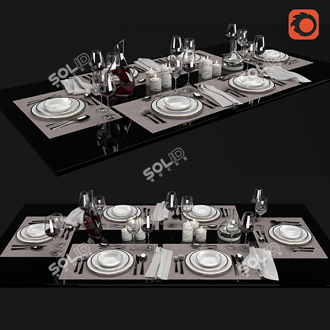 Elegant Dining: Premium Tableware 3D model image 1