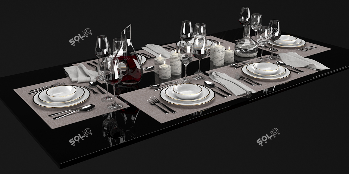 Elegant Dining: Premium Tableware 3D model image 2