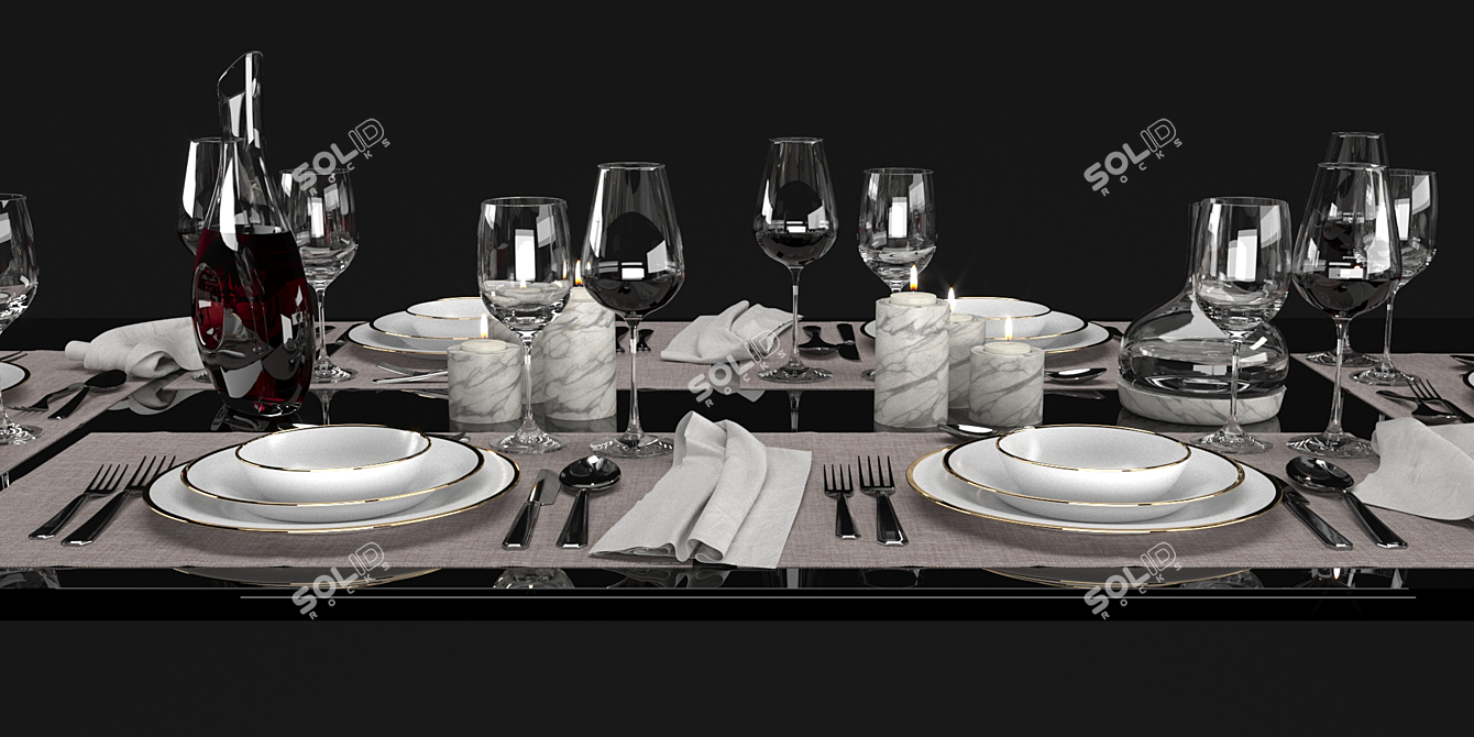 Elegant Dining: Premium Tableware 3D model image 3