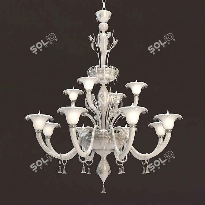 Venetian Elegance: Murano Chandelier 3D model image 1