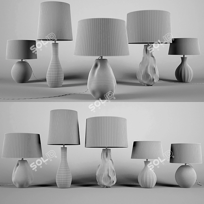 Elegant Burgundy Table Lamps 3D model image 3