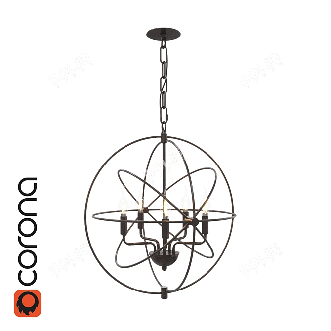 Orb Pendant Lamp: Antique Bronze 3D model image 1