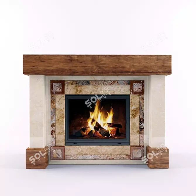 Modern Firewood Fireplace 3D model image 1