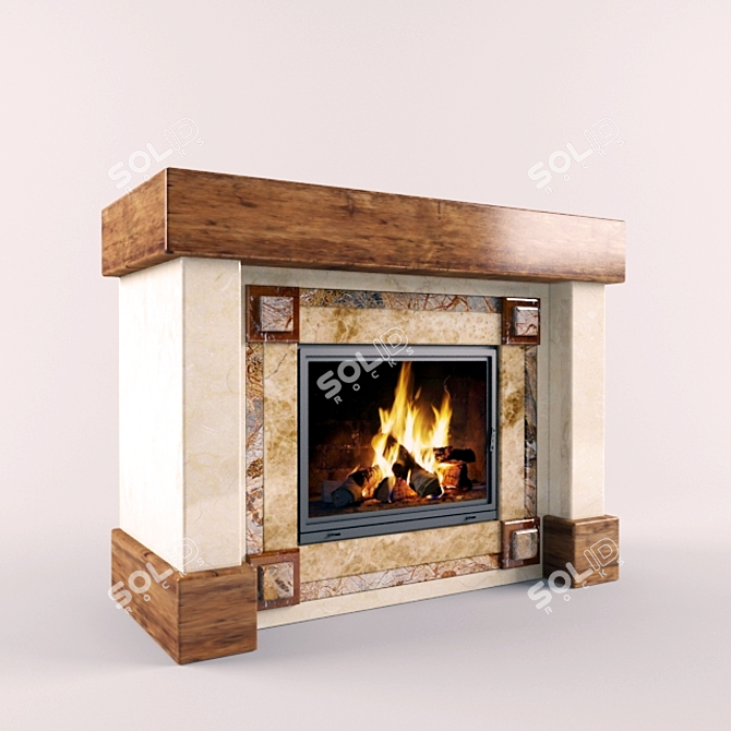 Modern Firewood Fireplace 3D model image 2