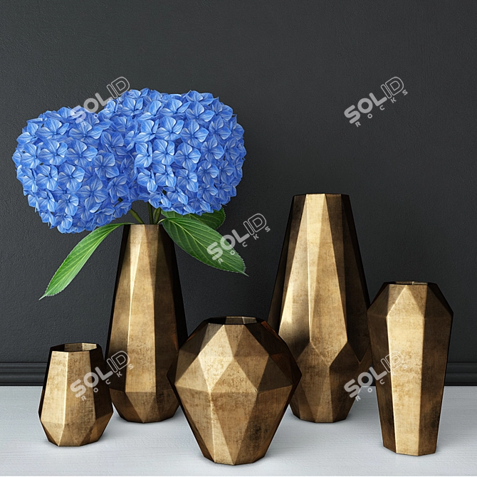 Elegant Metal Vases: Ornate Décor for Modern Homes 3D model image 1