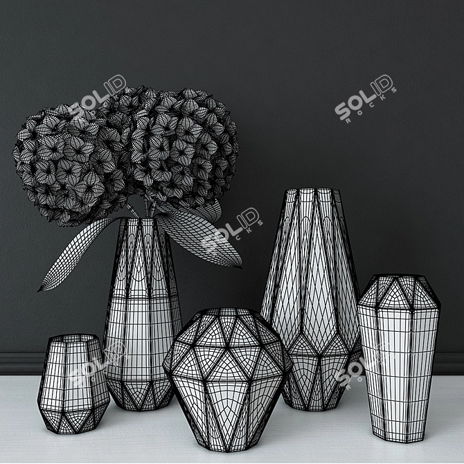 Elegant Metal Vases: Ornate Décor for Modern Homes 3D model image 2