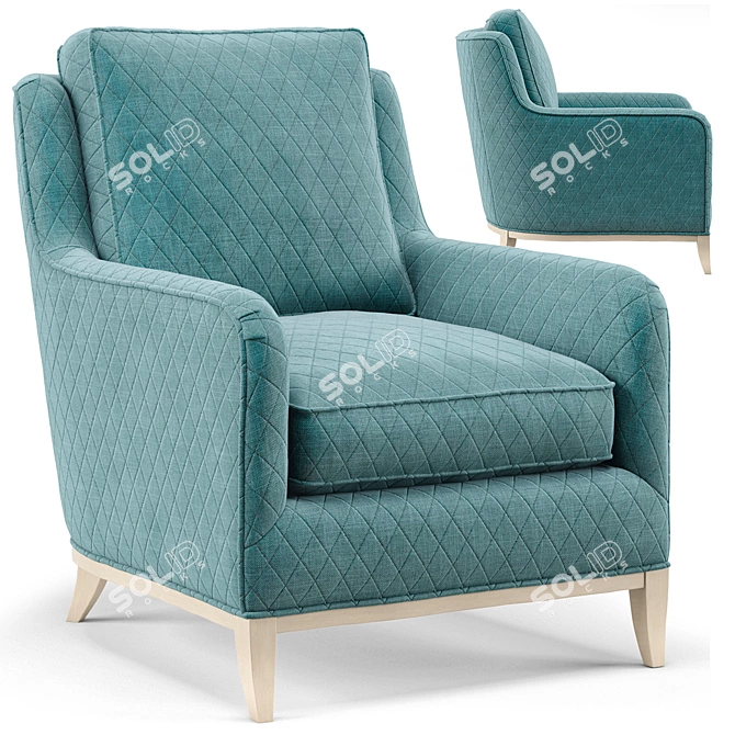 Title: Coastal Teal Diamond Armchair 3D model image 1