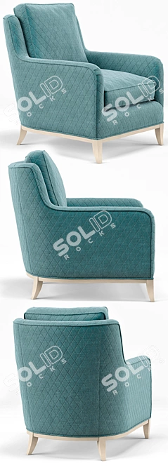 Title: Coastal Teal Diamond Armchair 3D model image 2