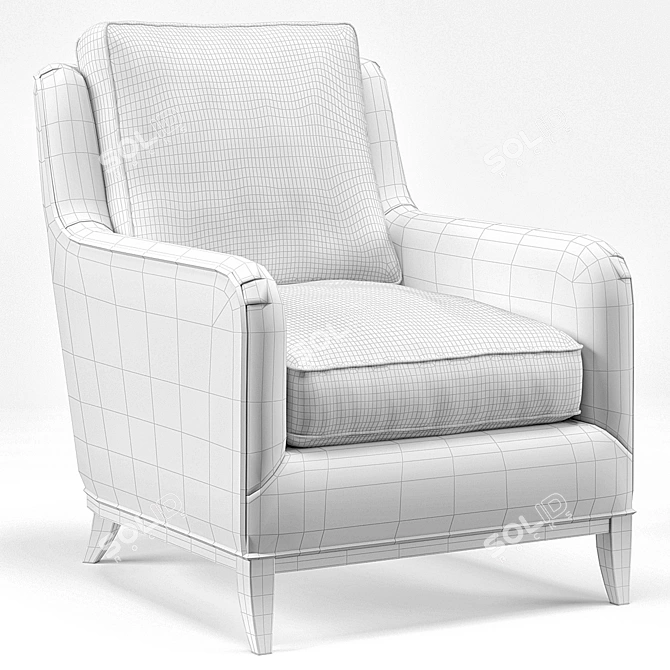 Title: Coastal Teal Diamond Armchair 3D model image 3