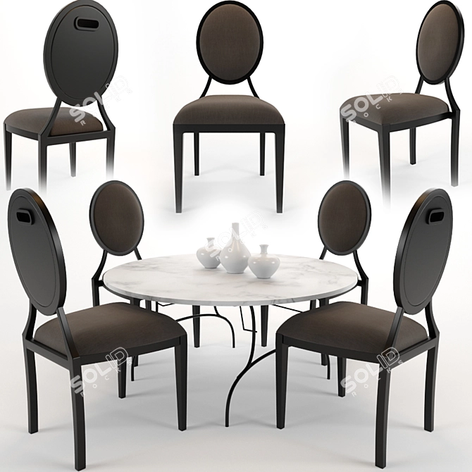 Elegant Ballroom Dining Set 3D model image 1