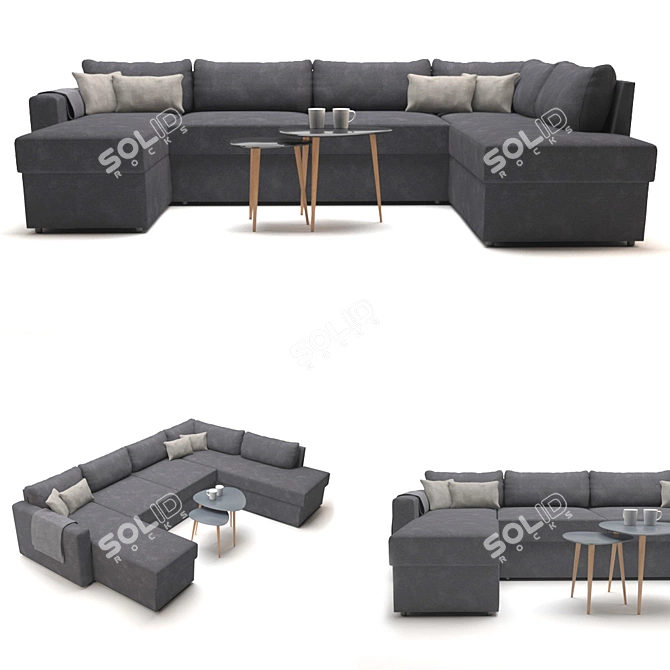 Modern Mariager Sofa: Spacious & Stylish 3D model image 1