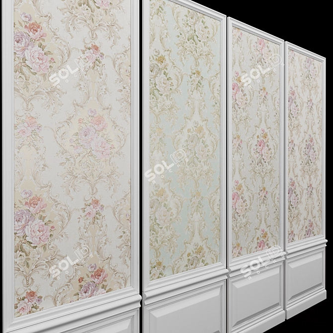 Seabrook Damask Folio-2: Elegant Acrylic Coated Wallpaper 3D model image 2