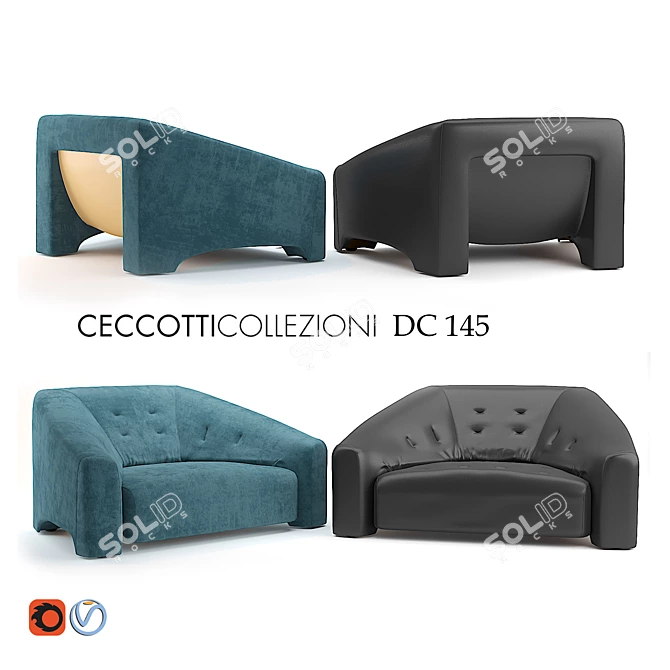 Sleek Armchair: Ceccotti Collezioni DC 145 3D model image 1