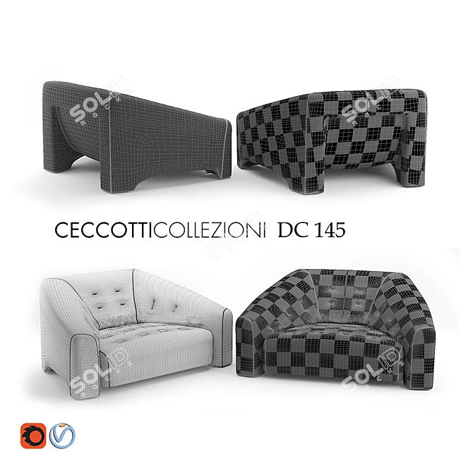 Sleek Armchair: Ceccotti Collezioni DC 145 3D model image 2