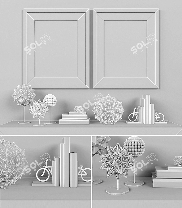 Elegant 4-Piece Decor Set 3D model image 2