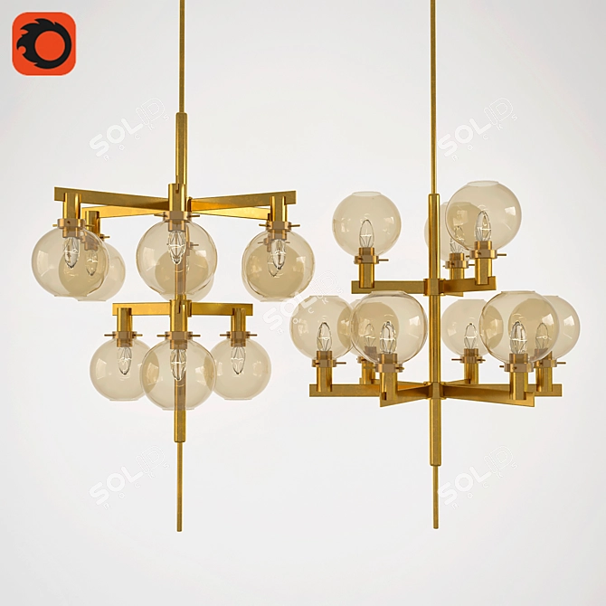 Rustic Golden Chandelier 3D model image 2