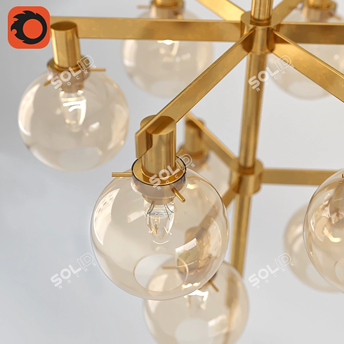 Rustic Golden Chandelier 3D model image 3