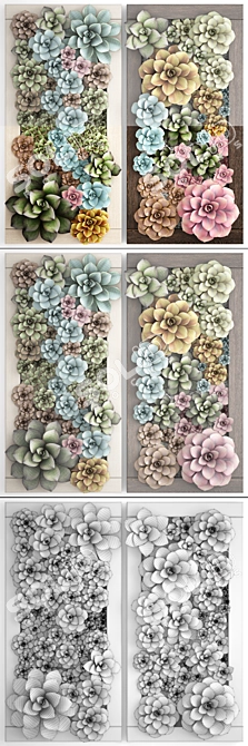 Echeveria Vertical Garden: Succulent Phytomodule 3D model image 3