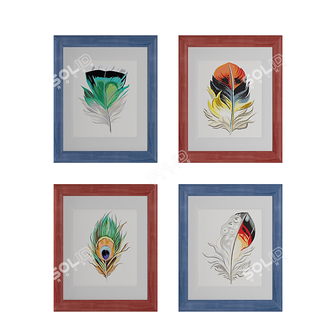 Title: Feathered Elegance Wall Art 3D model image 1