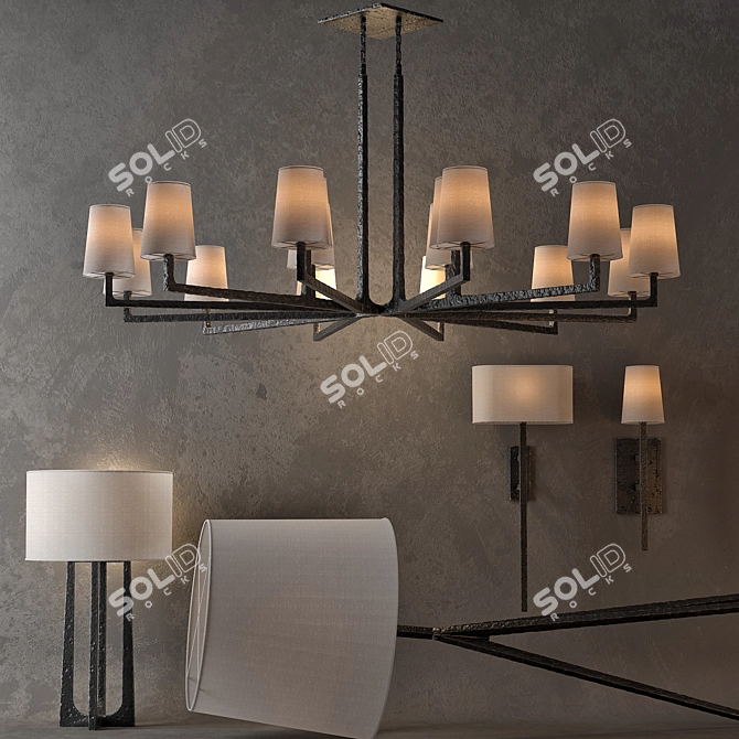 Elegant RH Wright Lighting Set 3D model image 1