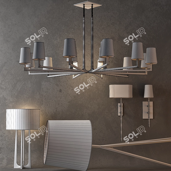 Elegant RH Wright Lighting Set 3D model image 3